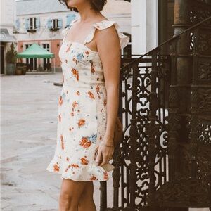 Wayf floral yellow minidress women’s small